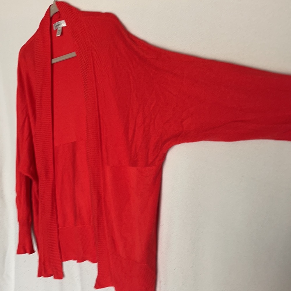 SALE Red Orange Open Front long sleeve Bat Wing Cardigan - Picture 8 of 10